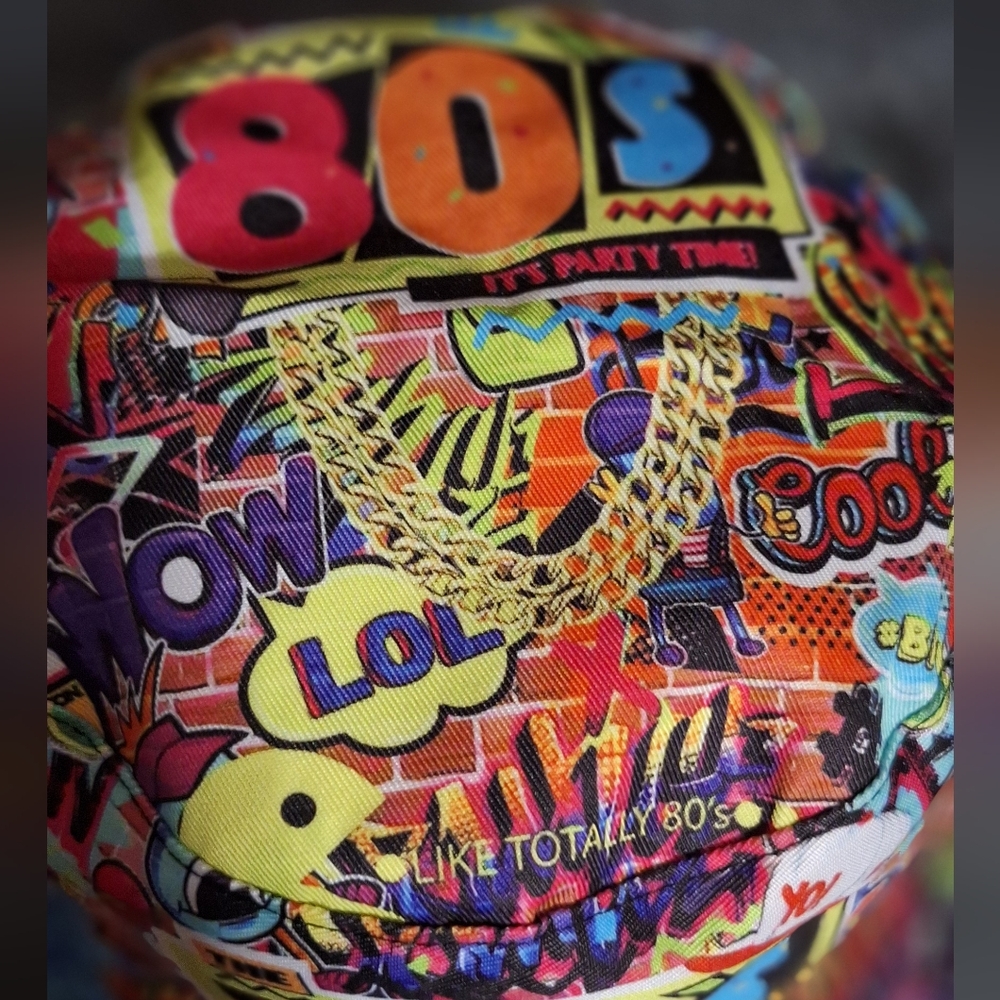 80s Retro Graffiti Bucket Hat Reversible 22"/23" Unisex - Picture 3 of 7